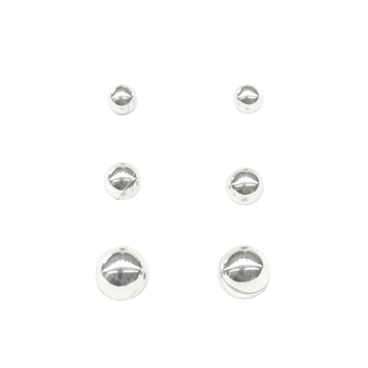 TRIO BRINCO BOLINHA PRATA 925