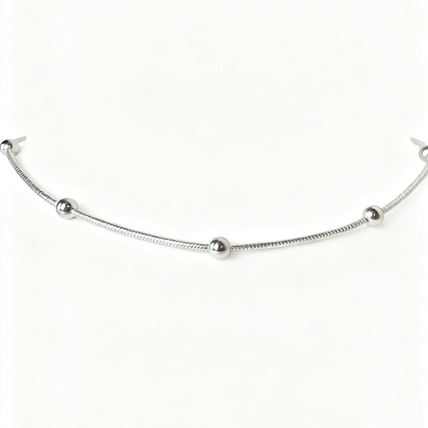 PULSEIRA FIO COM BOLINHA PRATA 925 BANHO EM RÓDIO