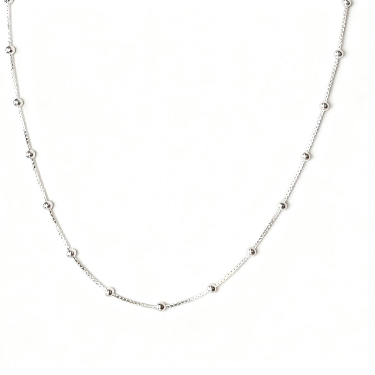 CORRENTE DIAMANTADA COM BOLINHAS PRATA 925 BANHO EM RÓDIO- 3MM 60CM