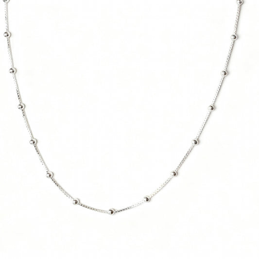 CORRENTE DIAMANTADA COM BOLINHAS PRATA 925 BANHO EM RÓDIO- 3MM 60CM