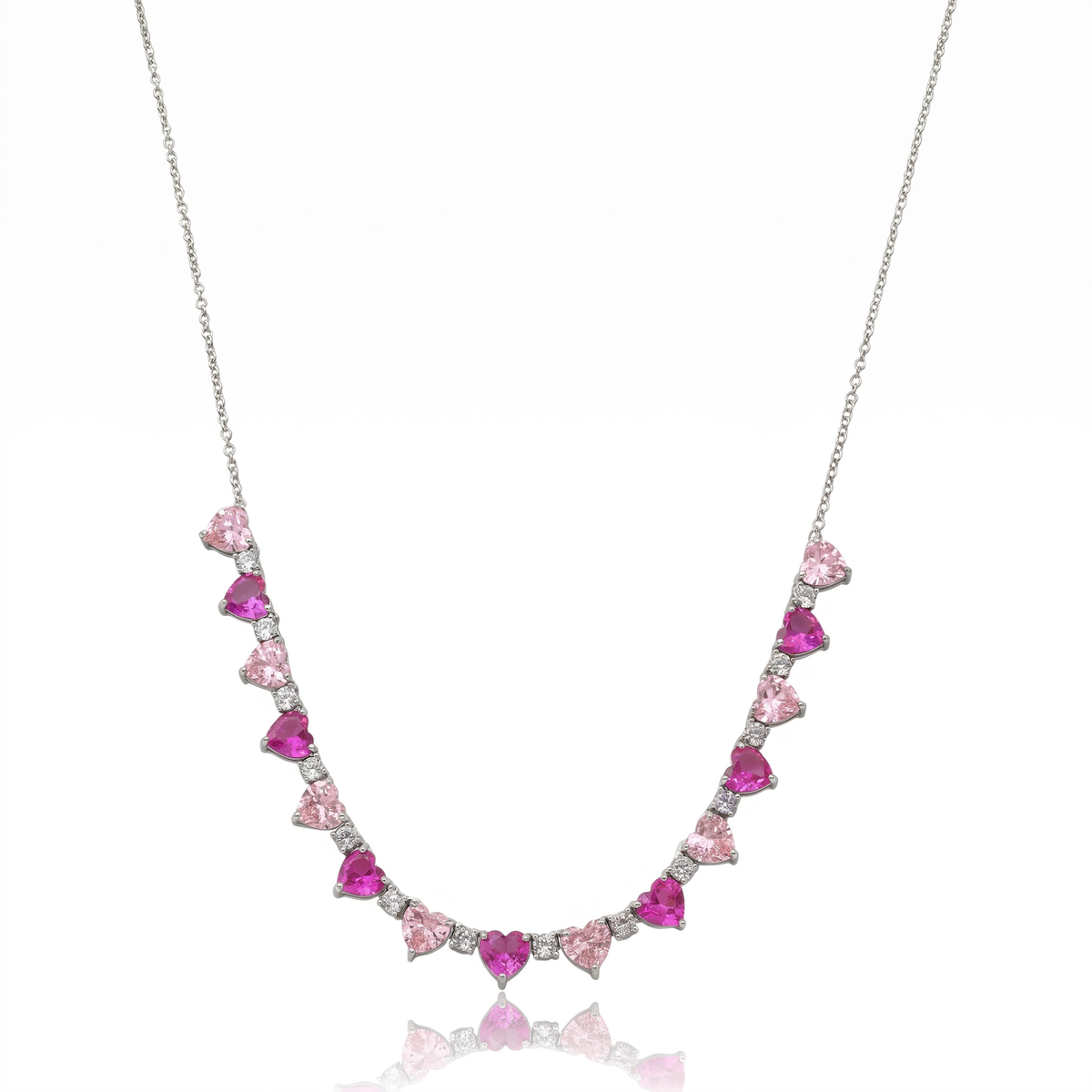 COLAR MEIA RIVIERA HEART EM RÓDIO COM TONS DE ROSA