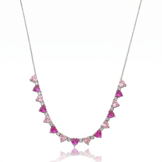 COLAR MEIA RIVIERA HEART EM RÓDIO COM TONS DE ROSA