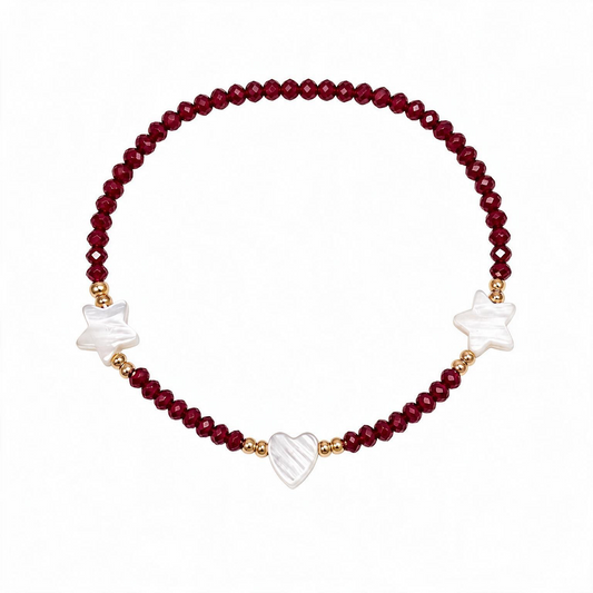 PULSEIRA CRISTAL MARSALA ESTRELAS E CORAÇÕES