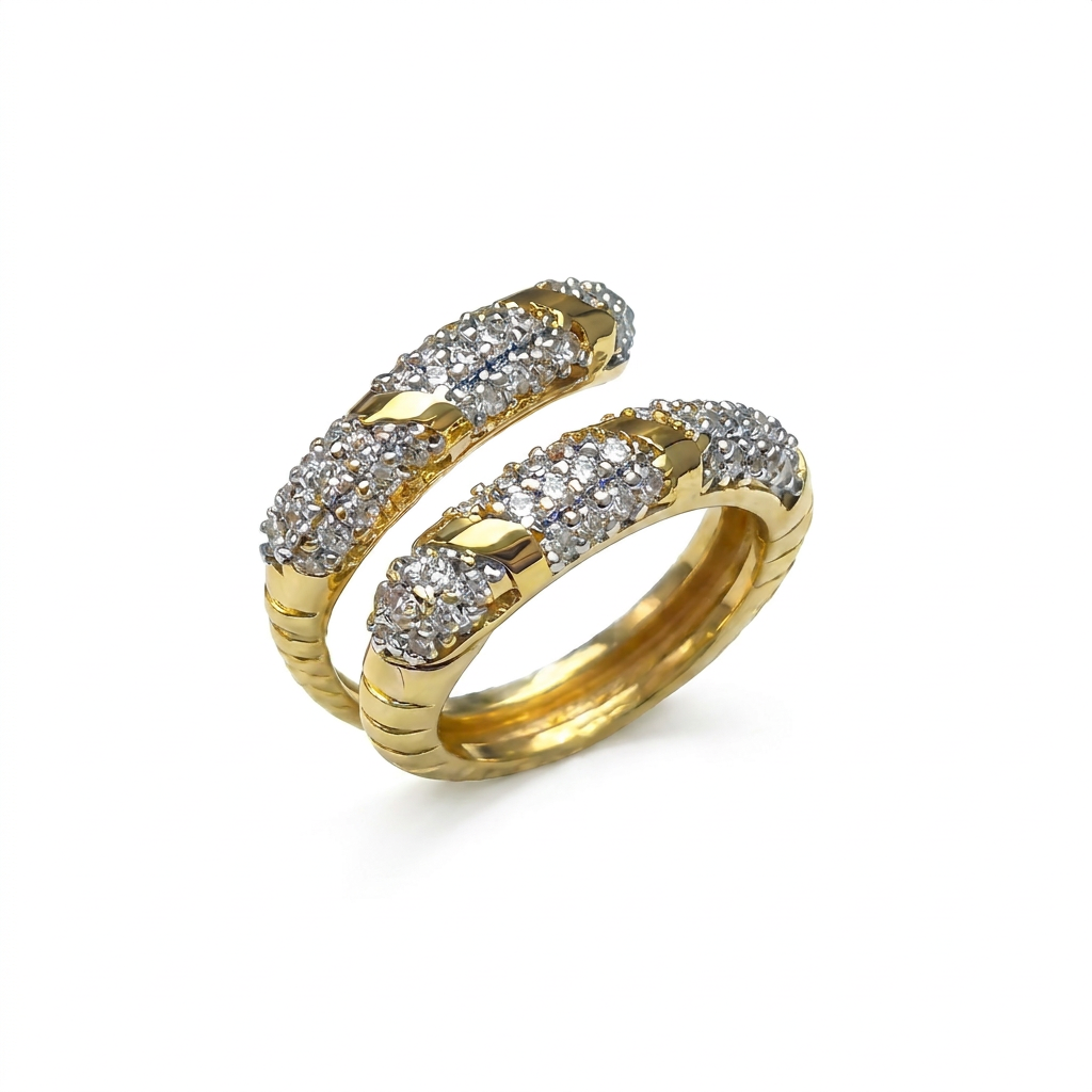 ANEL DUETO SHINE CRAVEJADO BANHO EM OURO 18K