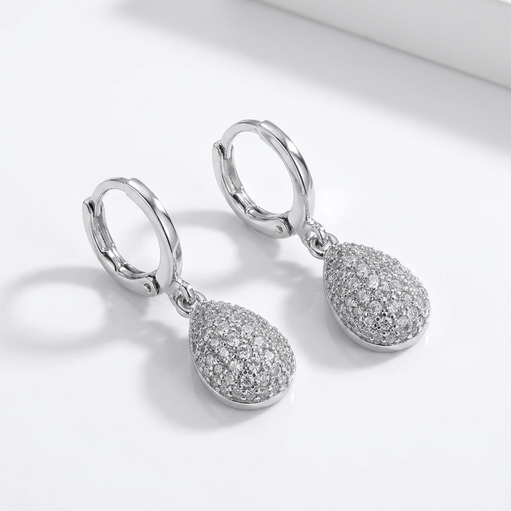 BRINCO ARGOLA GOTA MICRO ZIRCÔNIAS EM RÓDIO