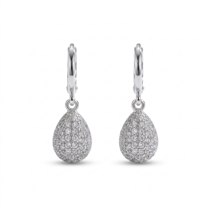 BRINCO ARGOLA GOTA MICRO ZIRCÔNIAS EM RÓDIO