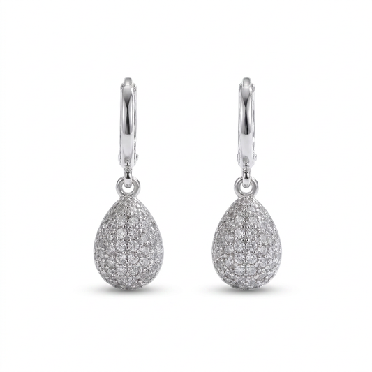 BRINCO ARGOLA GOTA MICRO ZIRCÔNIAS EM RÓDIO