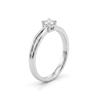 ANEL SOLITÁRIO QUATRO GARRAS MOISSANITE 0,3CT 4,0MM EM PRATA 925 COM BANHO EM RÓDIO