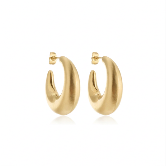 ARGOLA MAXI ESCOVADA BANHO EM OURO 18K