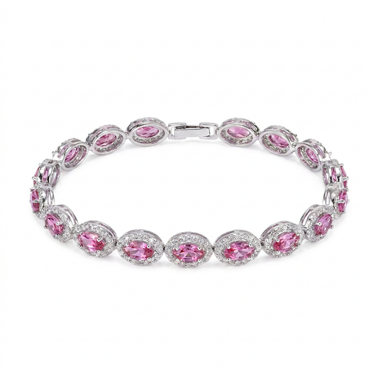 PULSEIRA NAVETE PRINCESA KUNZITA BANHO EM RÓDIO 17CM