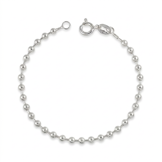 PULSEIRA BOLINHAS PRATA 925 BANHO EM RÓDIO