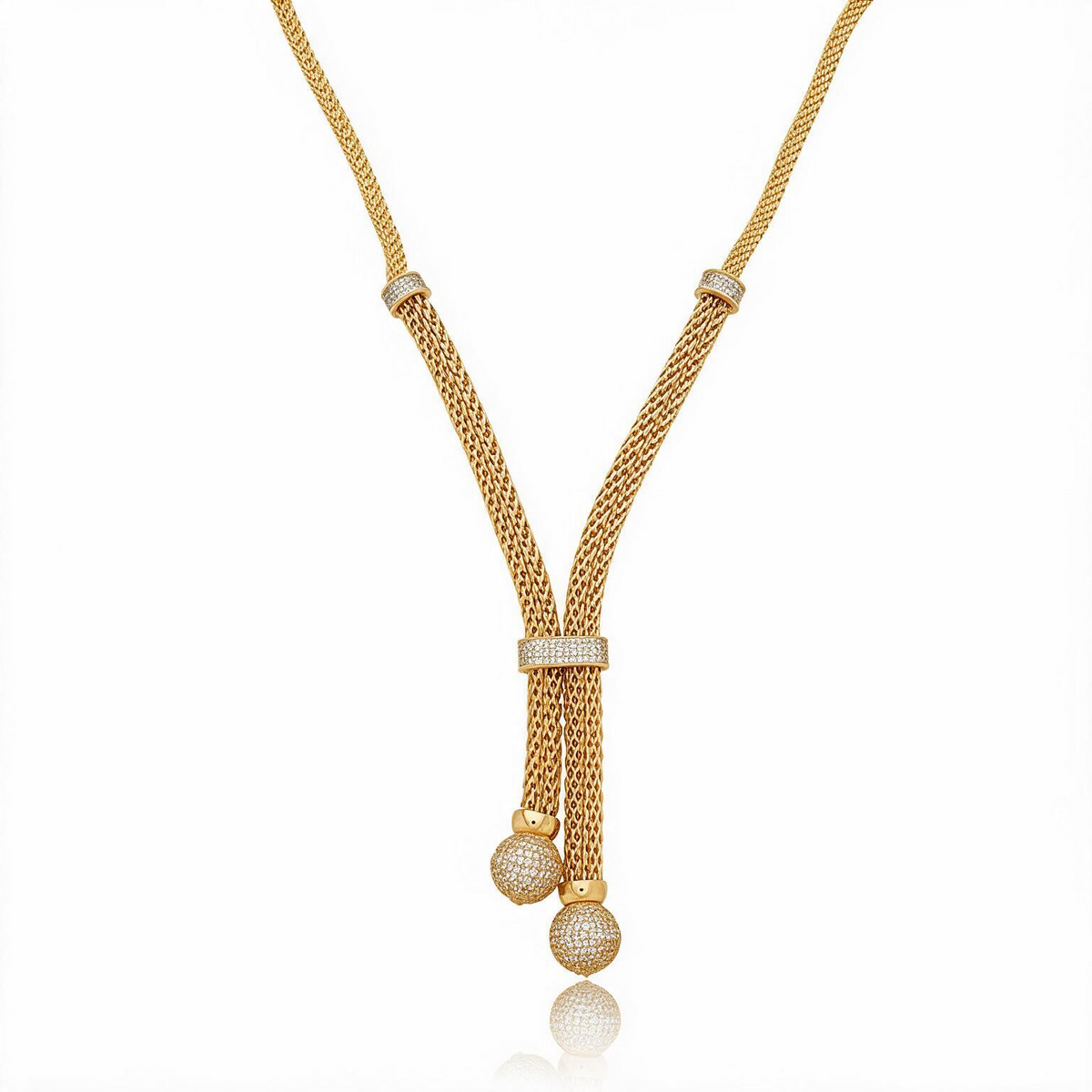 COLAR MALHA DETALHES CRAVEJADO BANHO EM OURO 18K