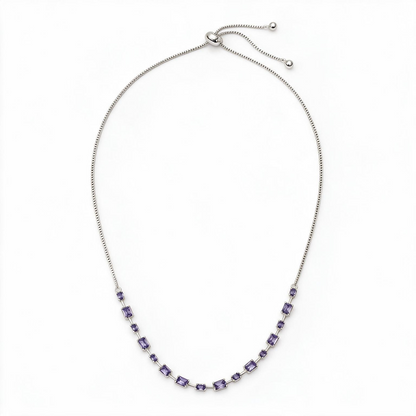 CHOKER GEOMETRIC TANZANITA FIO FACA EM RÓDIO