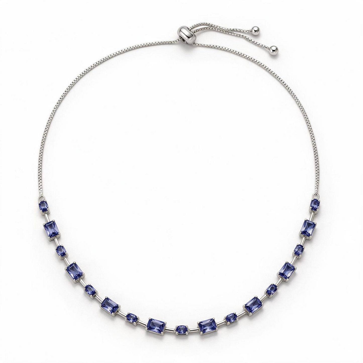 CHOKER GEOMETRIC TANZANITA FIO FACA EM RÓDIO