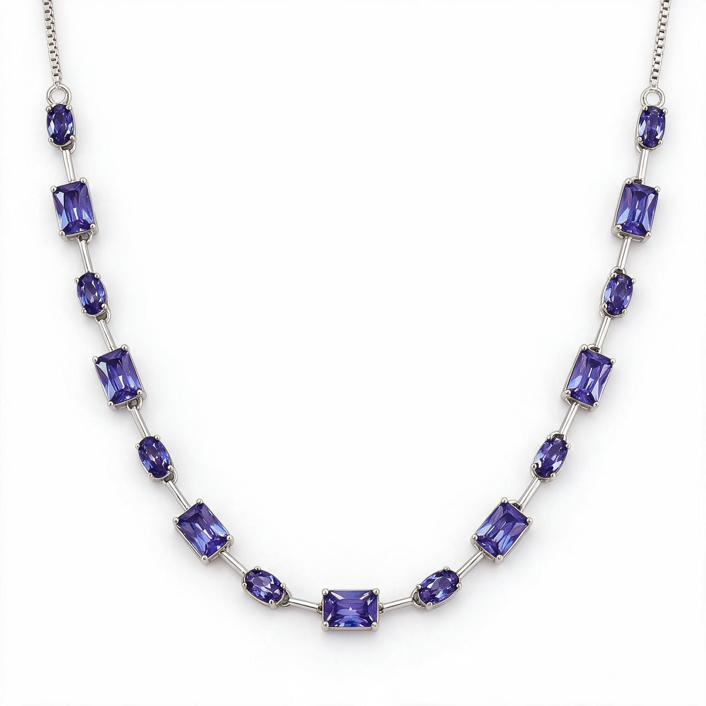 CHOKER GEOMETRIC TANZANITA FIO FACA EM RÓDIO