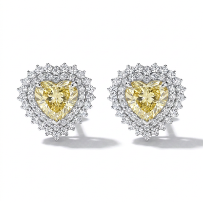 BRINCO HEART YELLOW FANCY PRATA 925 BANHO EM RÓDIO