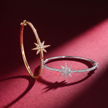 BRACELETE STAR CRAVEJADO BANHO EM RÓDIO