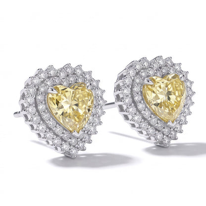 BRINCO HEART YELLOW FANCY PRATA 925 BANHO EM RÓDIO