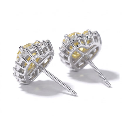 BRINCO HEART YELLOW FANCY PRATA 925 BANHO EM RÓDIO